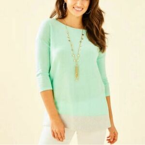 New Lilly Pulitzer DAYNA COOLMAX SWEATER in Resort Aqua